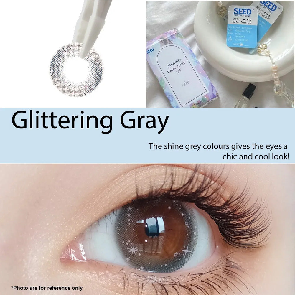 SEED Monthly Color Lens UV - Glittering Gray-Colored Contacts-UNIQSO EU