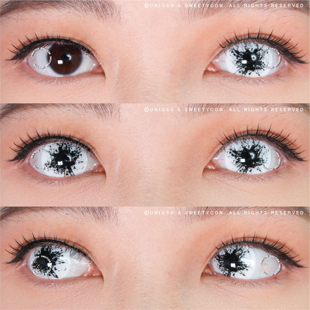Sweety Mini Sclera Black Splash (1 lens/pack)-Mini Sclera Contacts-UNIQSO