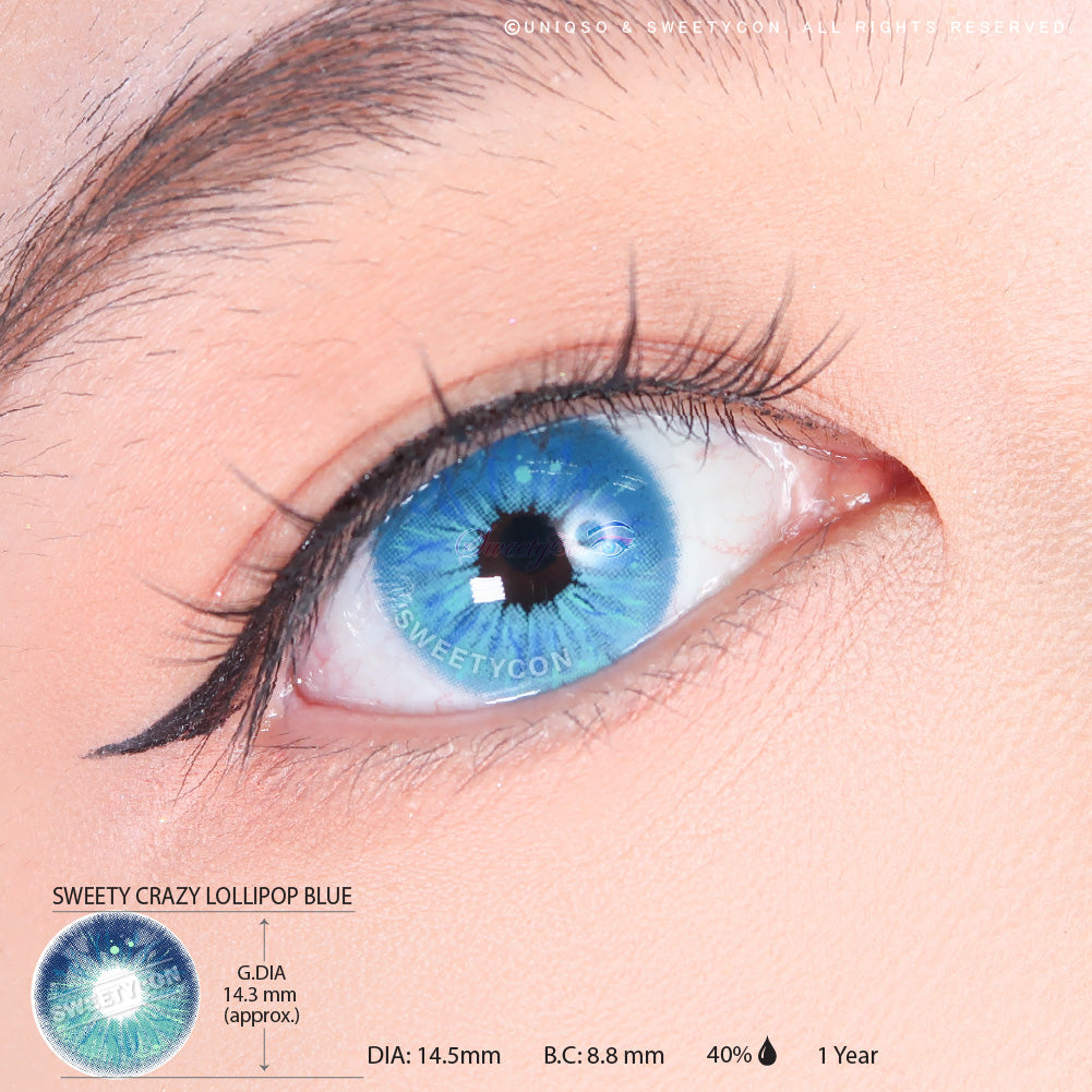 Sweety Crazy Lollipop Blue (1 lens/pack)-Colored Contacts-UNIQSO