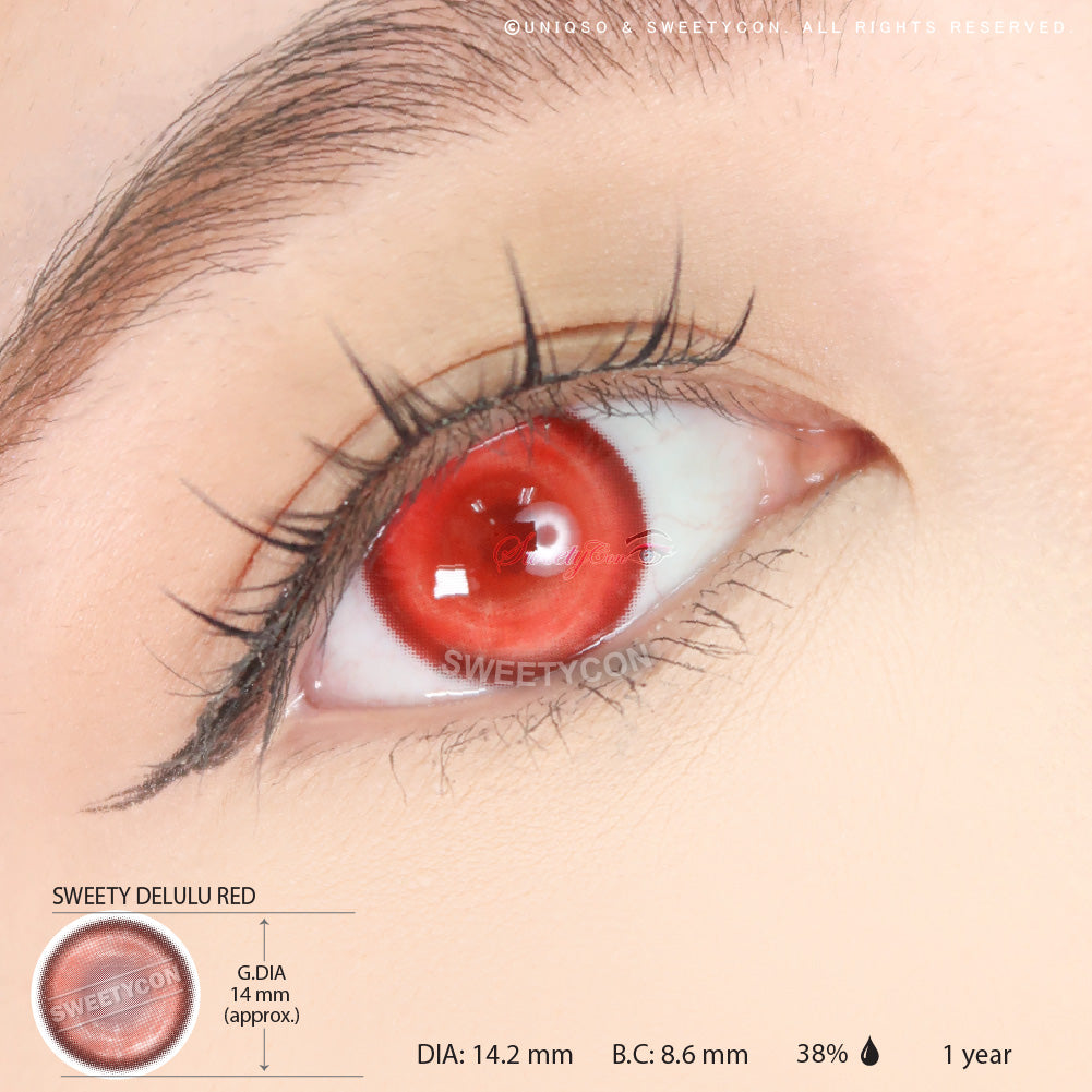 Sweety Delulu Red (1 lens/pack)-Colored Contacts-UNIQSO