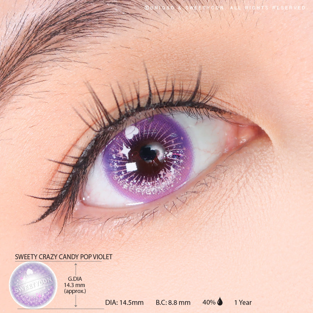 Sweety Crazy Candy Pop Violet (1 lens/pack)-Colored Contacts-UNIQSO