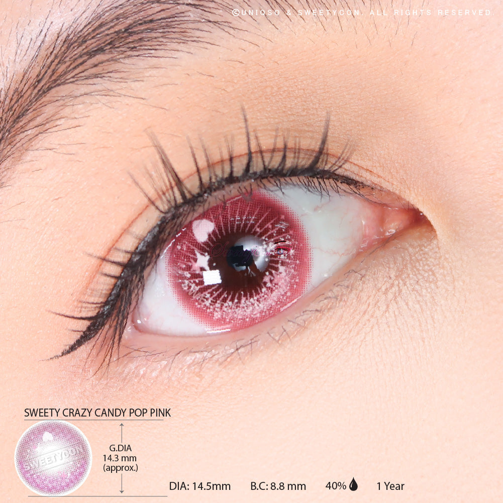 Sweety Crazy Candy Pop Pink (1 lens/pack)-Colored Contacts-UNIQSO