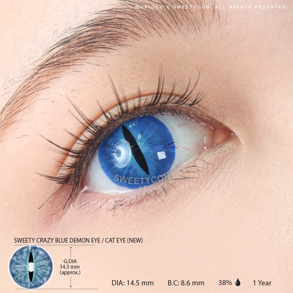 Sweety Crazy Blue Demon Eye / Cat Eye (New) (1 lens/pack)-Crazy Contacts-UNIQSO EU