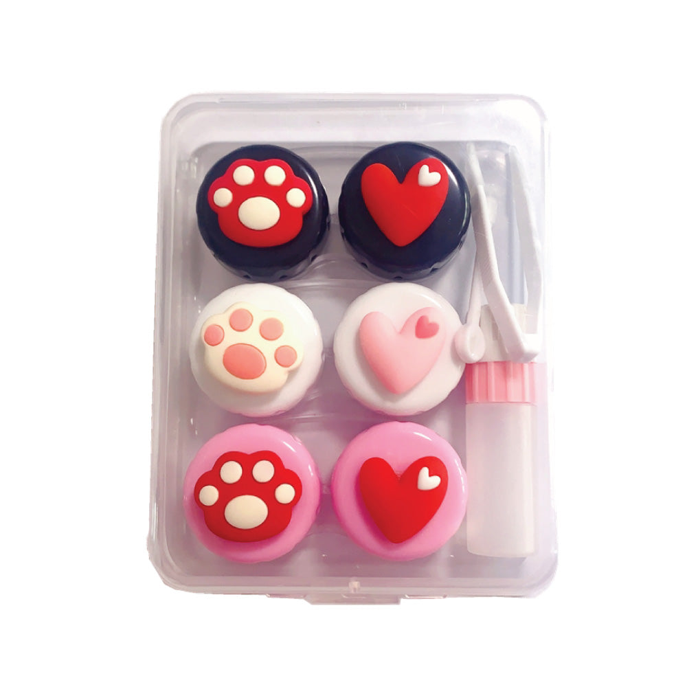 Cute Paw & Love Lens Case Travel Kit (3 Pairs)-Lens Case-UNIQSO EU
