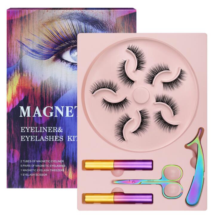 Natural Long Faux Mink Magnetic Eyelashes Full Kit Set (5 Pairs)-Magnetic Eyelash-UNIQSO EU