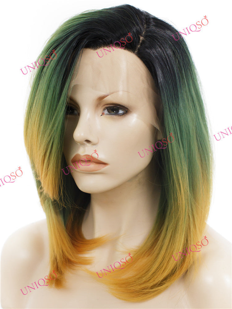 Premium Wig - Dip Dye Turquoise Ombre Lace Wig-Lace Front Wig-UNIQSO EU