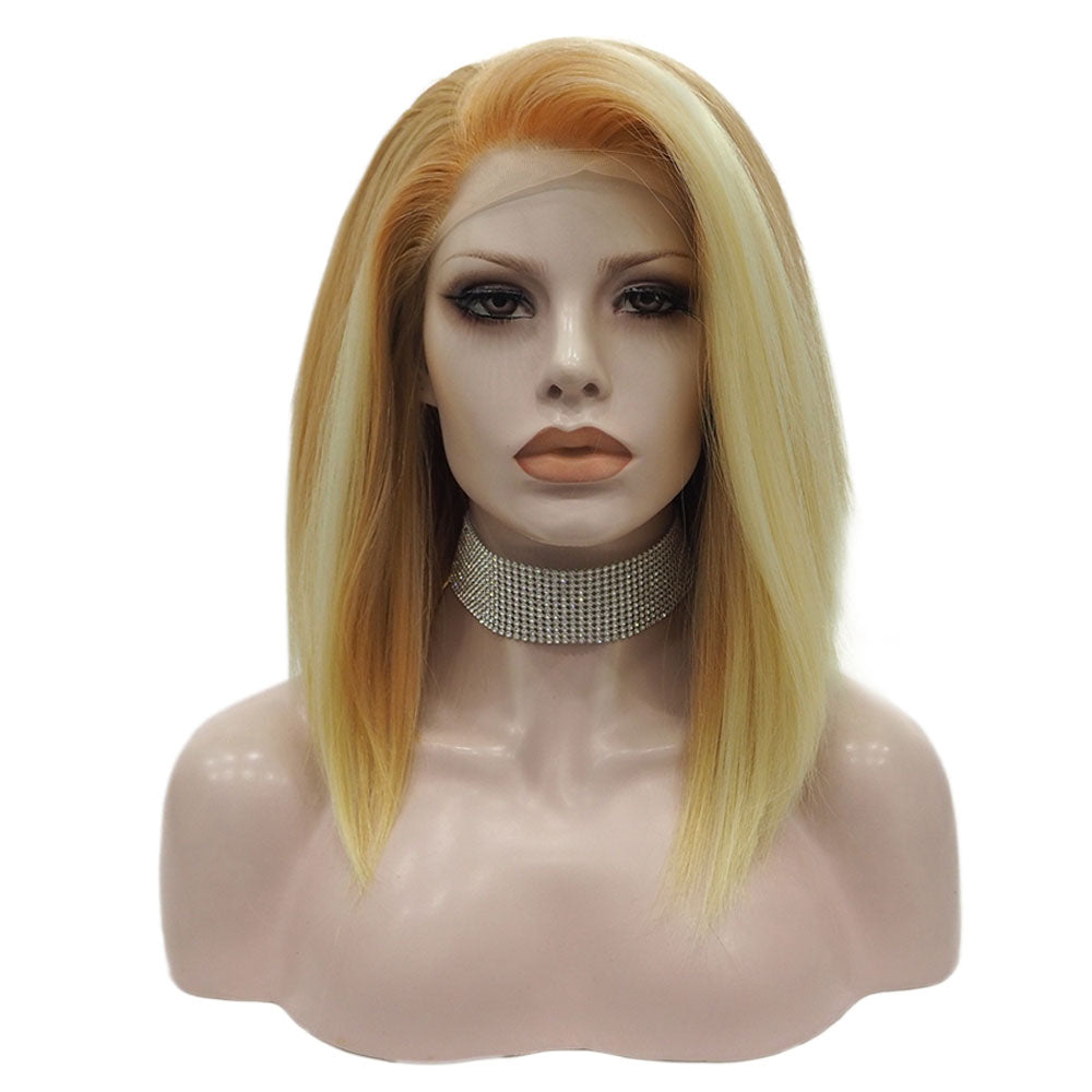Premium Wig - Khaki Lemon Medium Straight Lace Front Wig-Lace Front Wig-UNIQSO EU