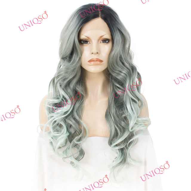 Premium Wig - Reverse Balayage Grey Wig-Lace Front Wig-UNIQSO EU