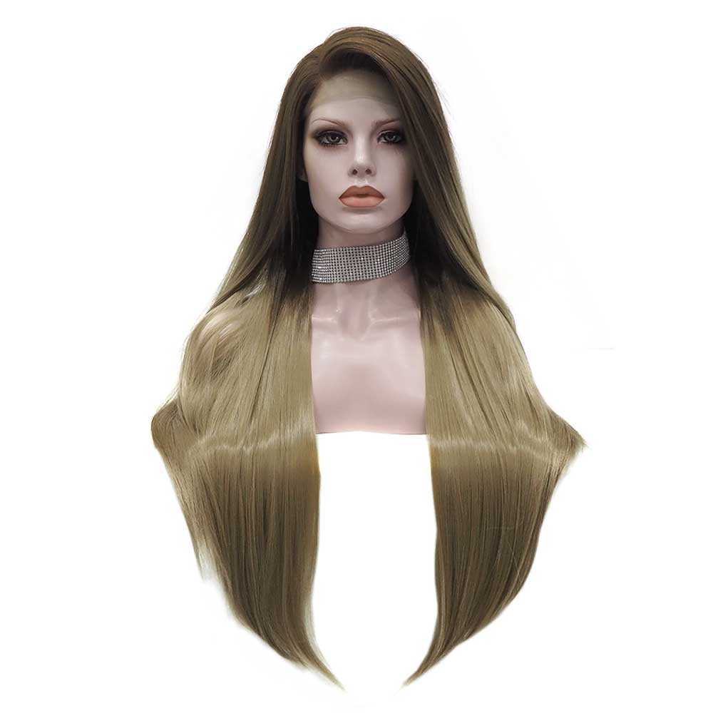 Premium Wig - Two-tone Tortilla Brown Long Straight Lace Front Wig-Lace Front Wig-UNIQSO EU