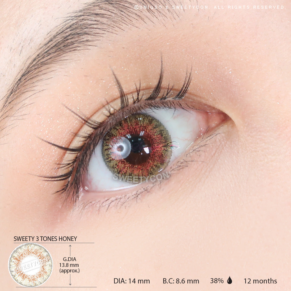 Sweety 3 Tones Honey (1 lens/pack)-Colored Contacts-UNIQSO EU
