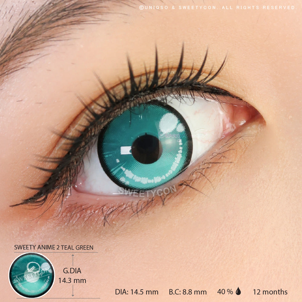 Sweety Anime 2 Teal Green (1 lens/pack)-Colored Contacts-UNIQSO EU