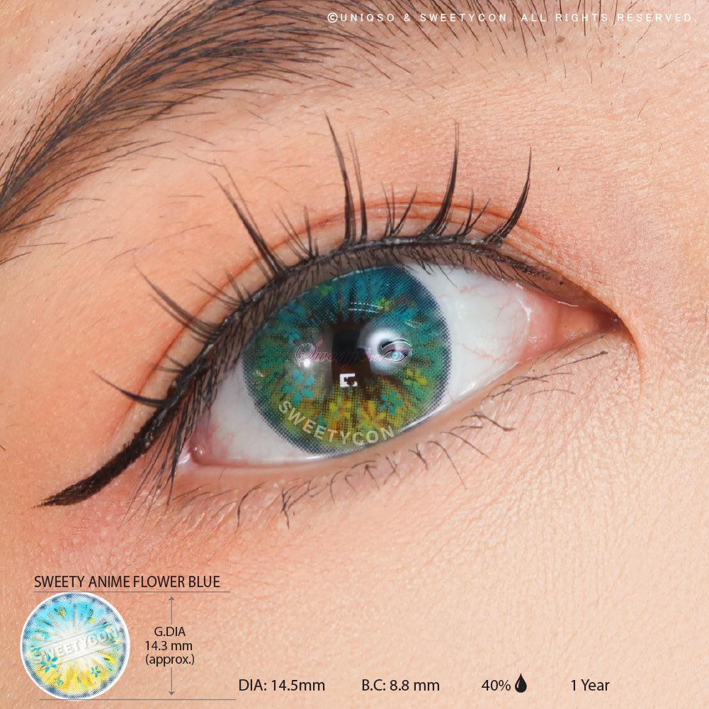 Sweety Anime Flower Blue (1 lens/pack)-Colored Contacts-UNIQSO EU