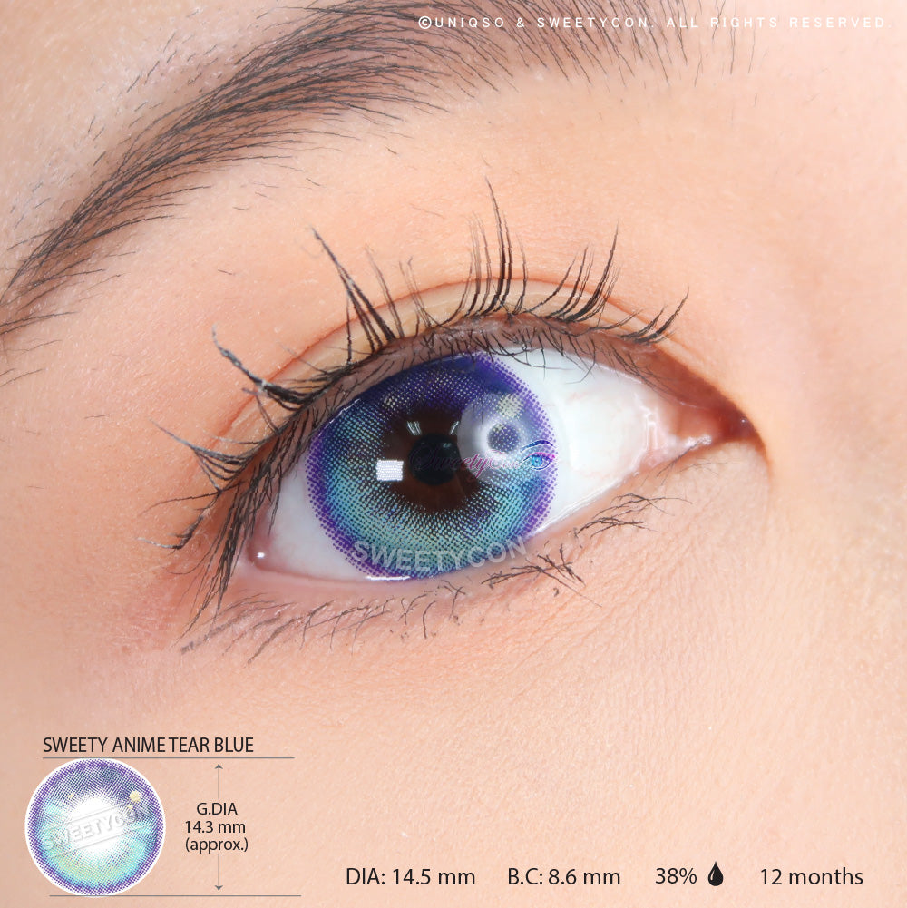Sweety Anime Tear Blue (1 lens/pack)-Colored Contacts-UNIQSO EU