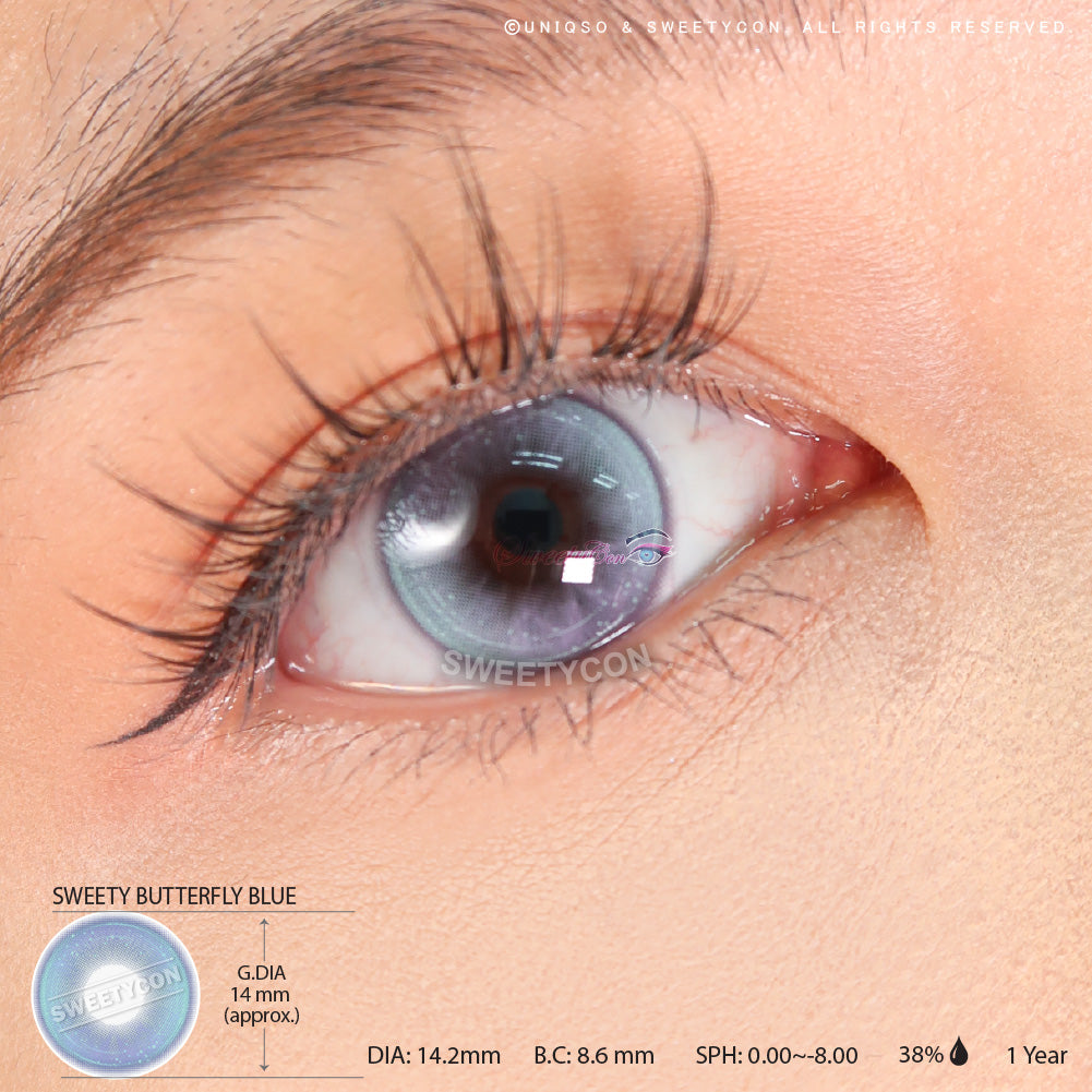 Sweety Butterfly Blue (1 lens/pack)-Colored Contacts-UNIQSO EU
