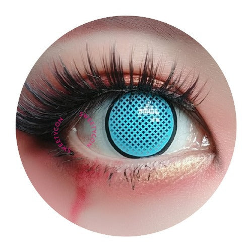 Sweety Crazy Cyan Mesh / Blue Screen with Black Rim (1 lens/pack)-Crazy Contacts-UNIQSO EU