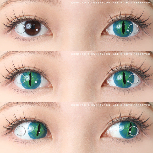 Sweety Crazy Dark Green Demon Eye / Cat Eye (New) (1 lens/pack)-Crazy Contacts-UNIQSO EU