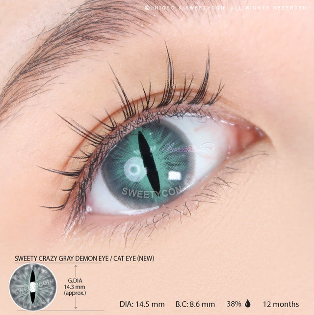 Sweety Crazy Gray Demon Eye / Cat Eye (New) (1 lens/pack)-Crazy Contacts-UNIQSO EU