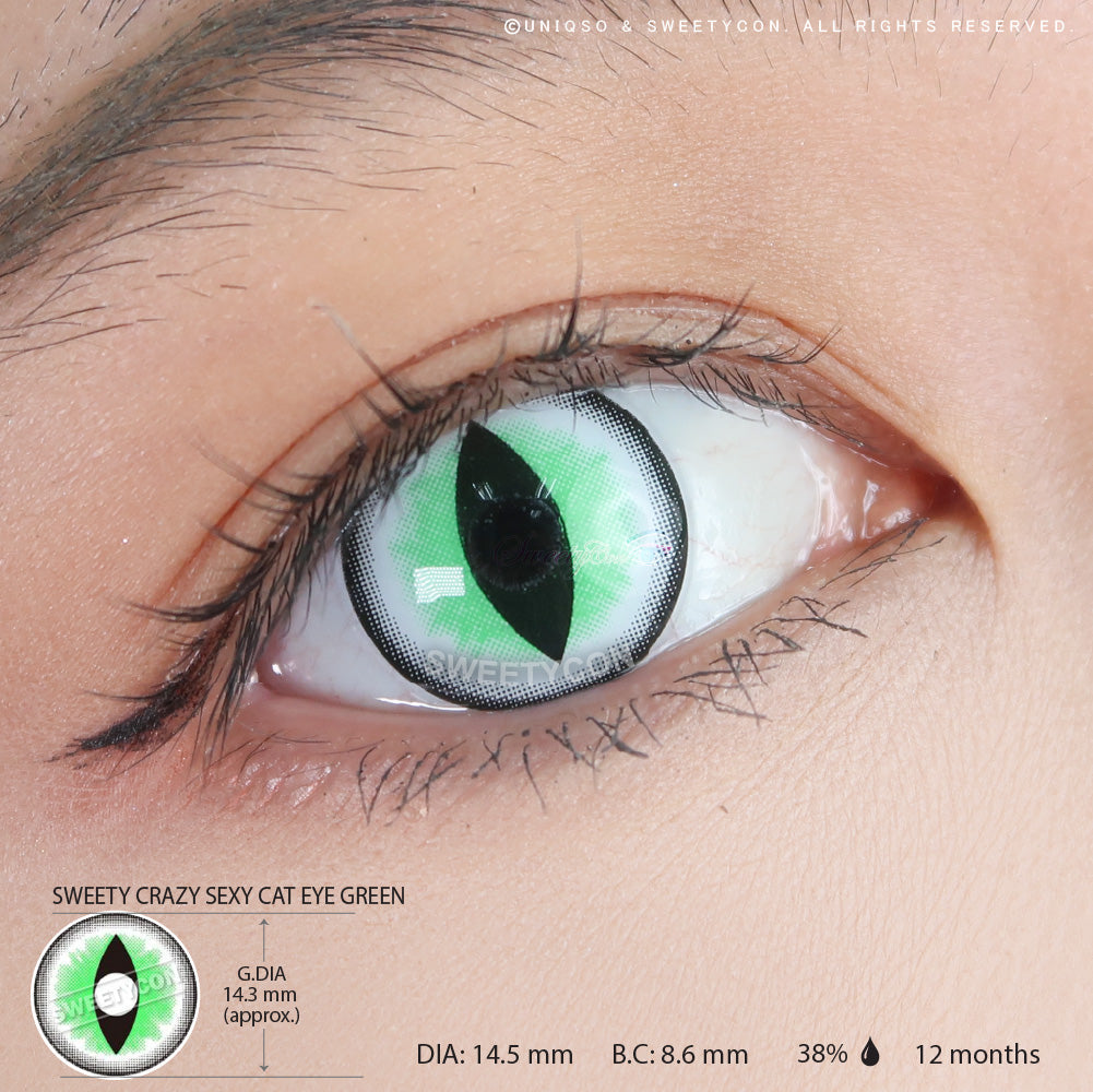 Sweety Crazy Sexy Cat Eye Green (1 lens/pack)-Crazy Contacts-UNIQSO EU