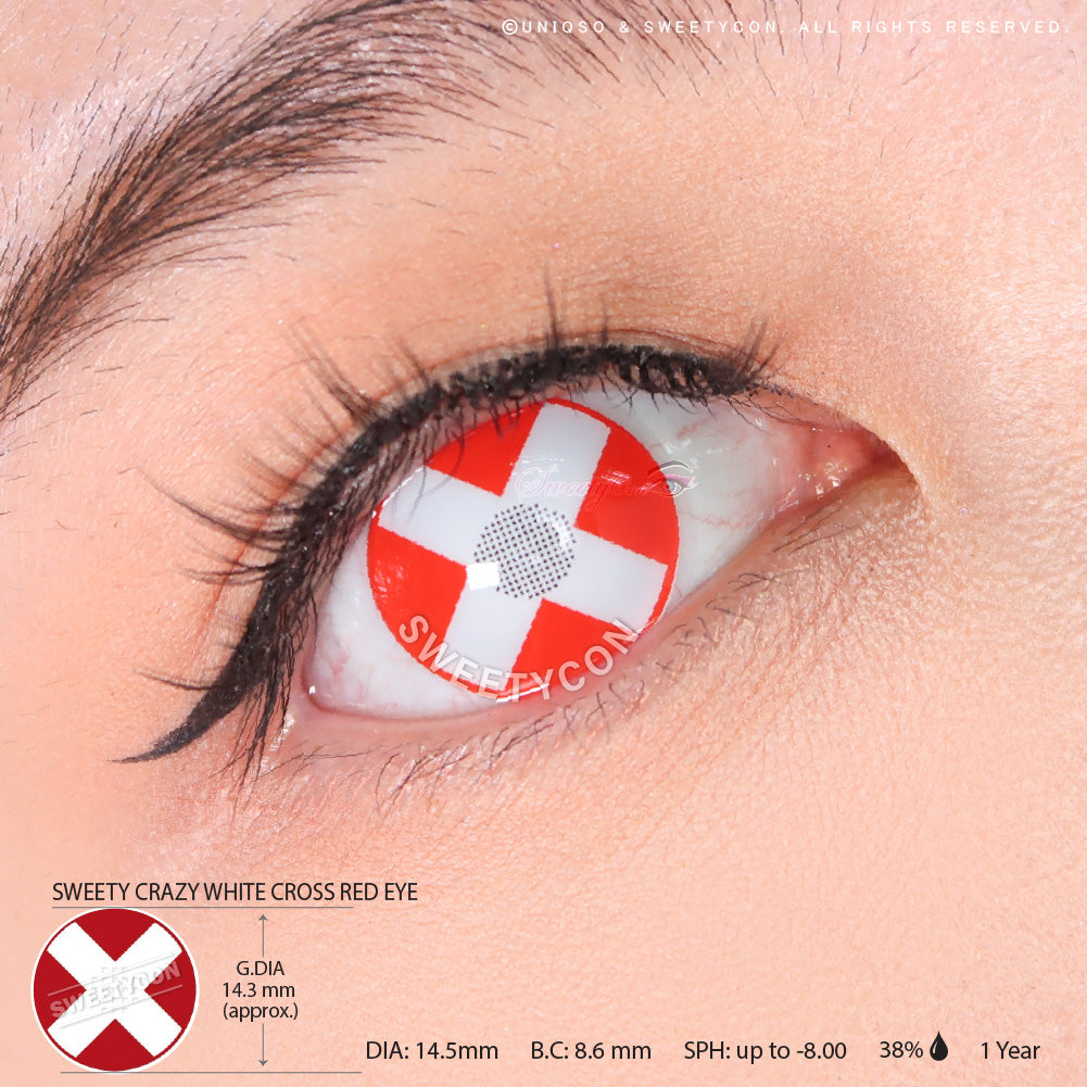 Sweety Crazy White Cross Red Eye (1 lens/pack)-Crazy Contacts-UNIQSO EU
