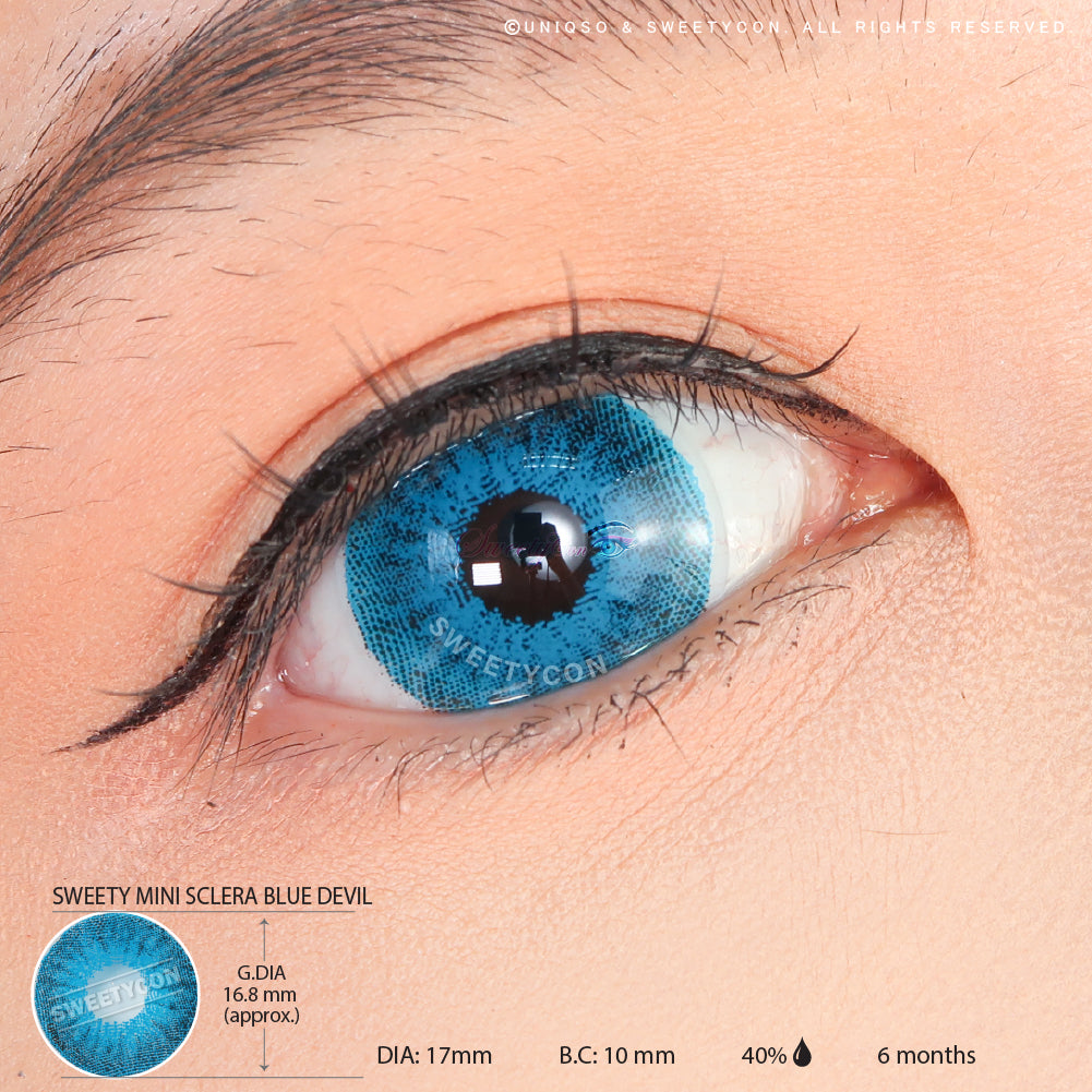 Sweety Mini Sclera Blue Devil (1 lens/pack)-Mini Sclera Contacts-UNIQSO EU