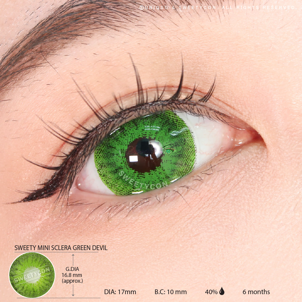 Sweety Mini Sclera Green Devil (1 lens/pack)-Mini Sclera Contacts-UNIQSO EU