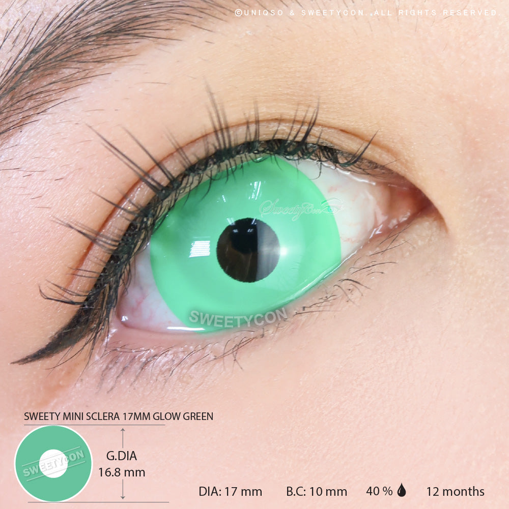 Sweety Mini Sclera UV Glow Green (1 lens/pack)-Mini Sclera Contacts-UNIQSO EU
