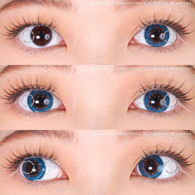 Sweety Poppy Blue (1 lens/pack)-Colored Contacts-UNIQSO EU