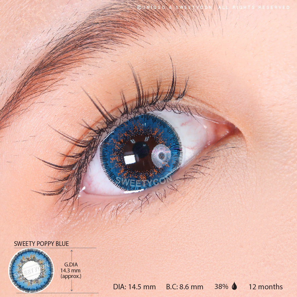 Sweety Poppy Blue (1 lens/pack)-Colored Contacts-UNIQSO EU