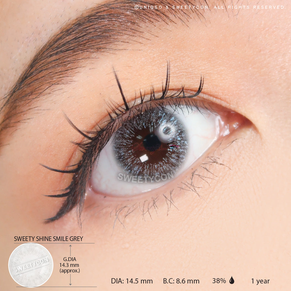 Sweety Shine Smile Grey (1 lens/pack)-Colored Contacts-UNIQSO EU