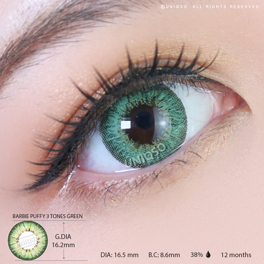 Western Eyes Puffy 3 Tones Green (1 lens/pack)-Colored Contacts-UNIQSO EU