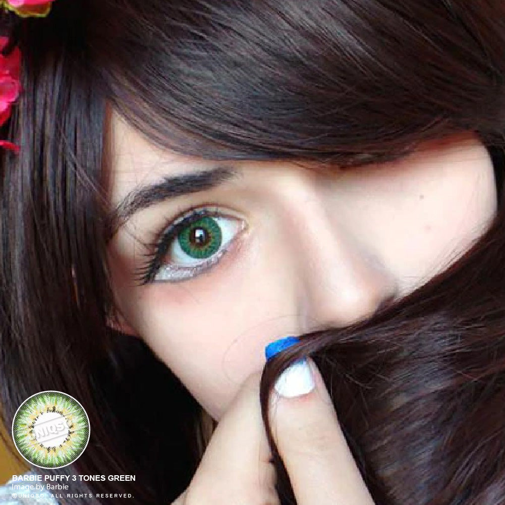 Western Eyes Puffy 3 Tones Green (1 lens/pack)-Colored Contacts-UNIQSO EU