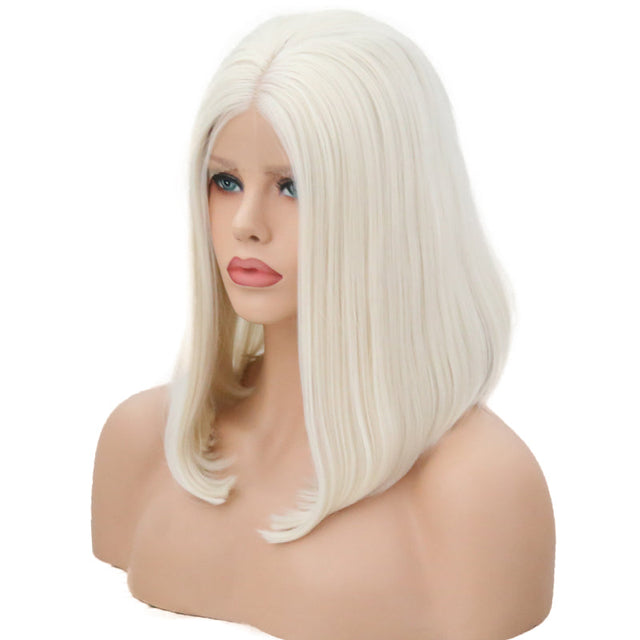 White Pearl Velvet Front Lace Bob Wig-Lace Front Wig-UNIQSO EU