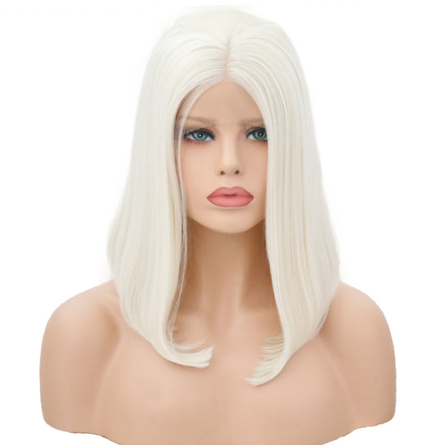 White Pearl Velvet Front Lace Bob Wig-Lace Front Wig-UNIQSO EU