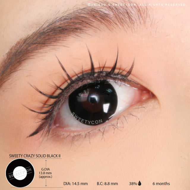 Sweety Crazy Solid Black II (1 lens/pack)-Crazy Contacts-UNIQSO