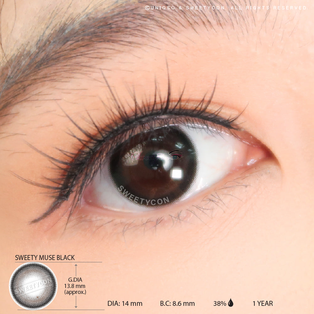 Sweety Muse Black (1 lens/pack)-Colored Contacts-UNIQSO EU