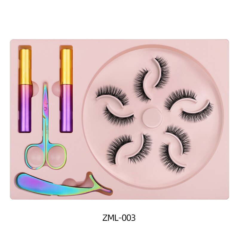 Natural Long Faux Mink Magnetic Eyelashes Full Kit Set (5 Pairs)-Magnetic Eyelash-UNIQSO