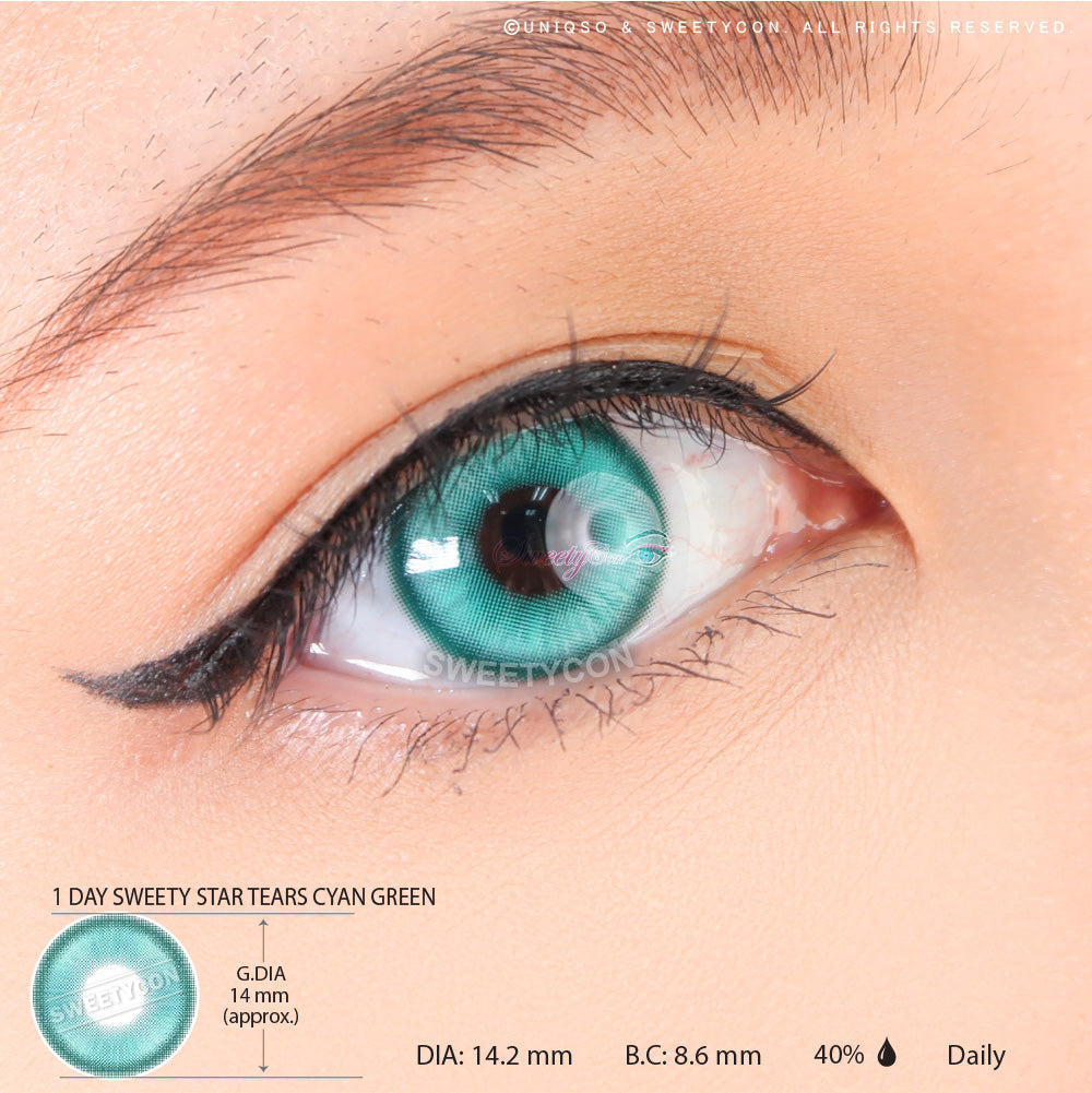 1 Day Sweety Star Tears Cyan Green (2 or 10 lenses/pack)-Colored Contacts-UNIQSO EU