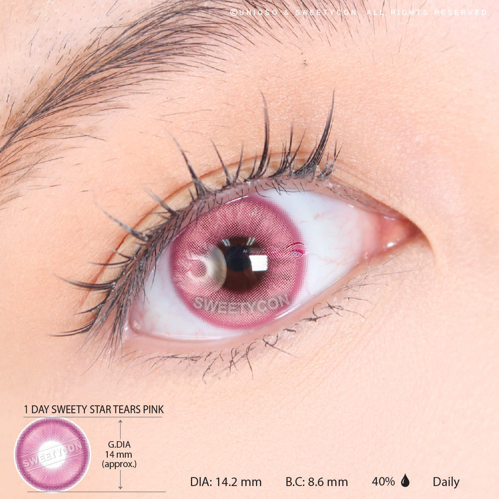 1 Day Sweety Star Tears Pink (2 or 10 lenses/pack)-Colored Contacts-UNIQSO EU