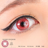 1 Day Sweety Star Tears Red (2 or 10 lenses/pack)-Colored Contacts-UNIQSO