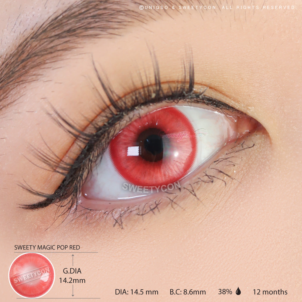 Sweety Magic Pop Red (1 lens/pack)-Colored Contacts-UNIQSO