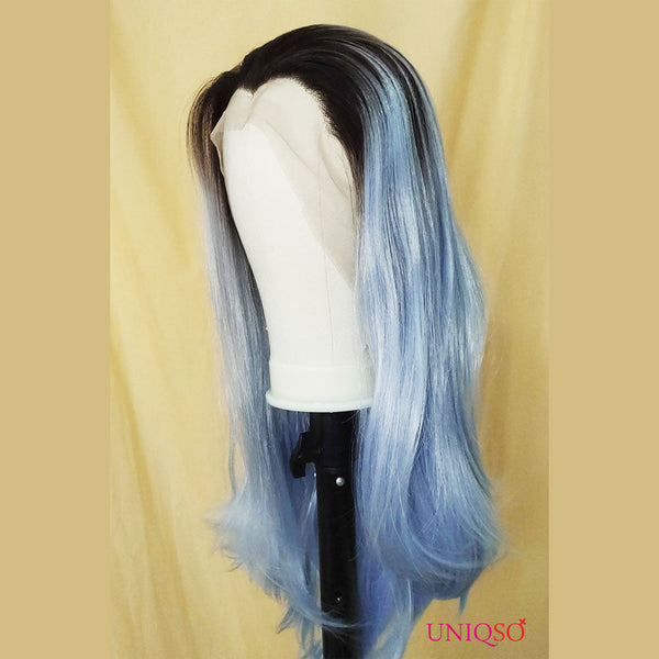 Premium Wig - Rooted Glacier Blue Long Straight Lace Front Wig-Lace Front Wig-UNIQSO