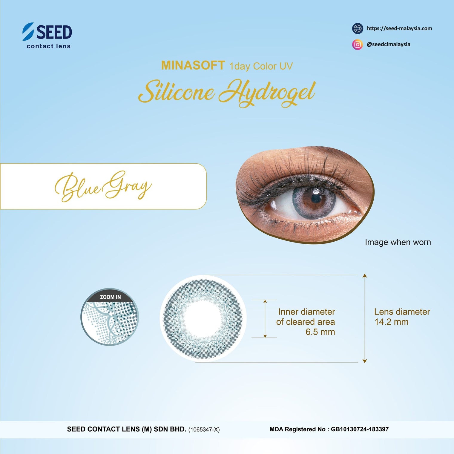 SEED Minasoft 1 day Color UV - Blue Gray-Colored Contacts-UNIQSO