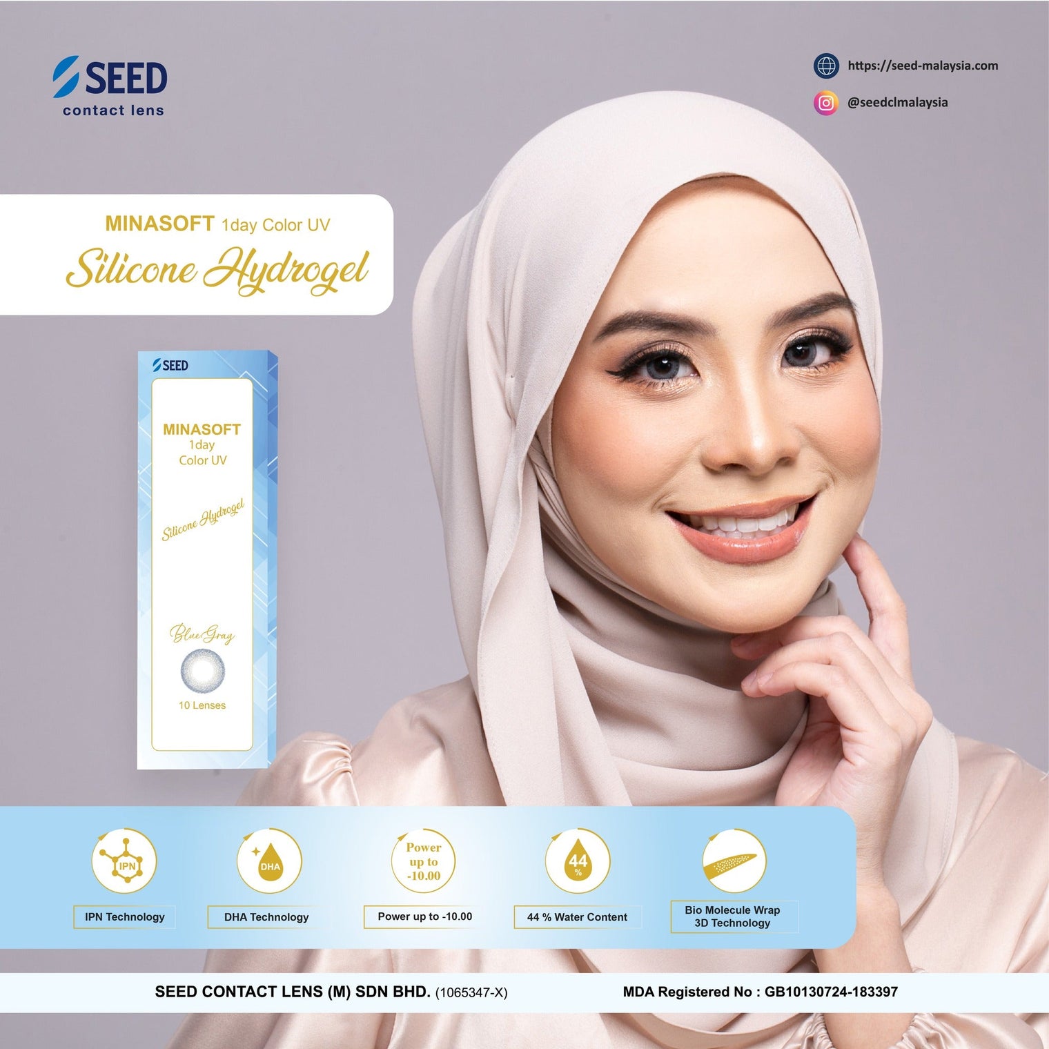 SEED Minasoft 1 day Color UV - Blue Gray-Colored Contacts-UNIQSO