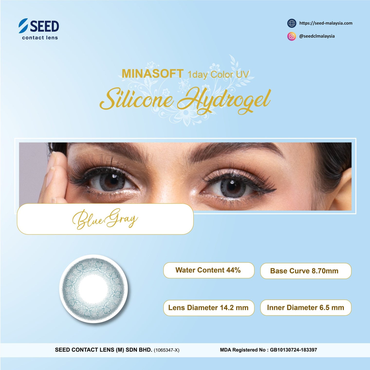 SEED Minasoft 1 day Color UV - Blue Gray-Colored Contacts-UNIQSO