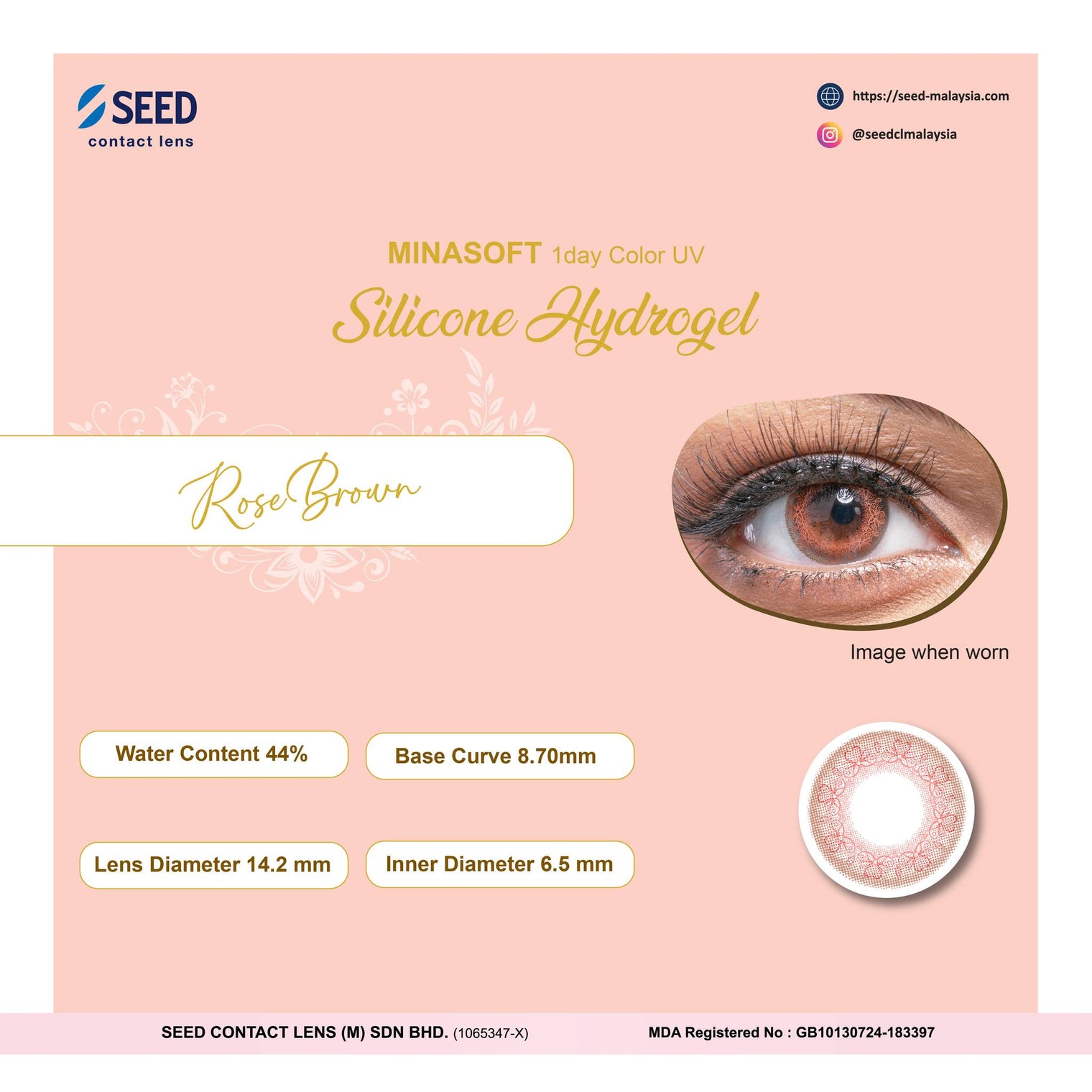 SEED Minasoft 1 day Color UV - Rose Brown-Colored Contacts-UNIQSO