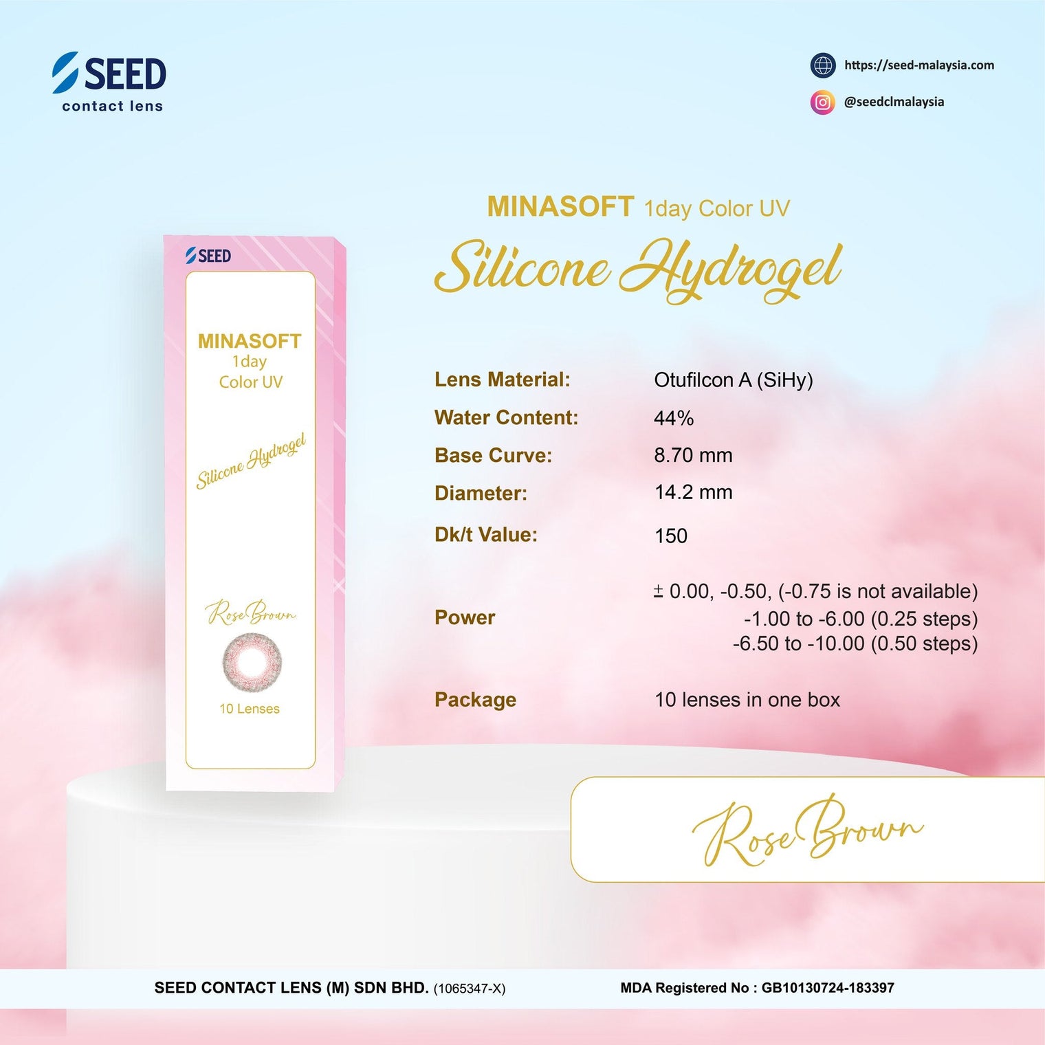 SEED Minasoft 1 day Color UV - Rose Brown-Colored Contacts-UNIQSO
