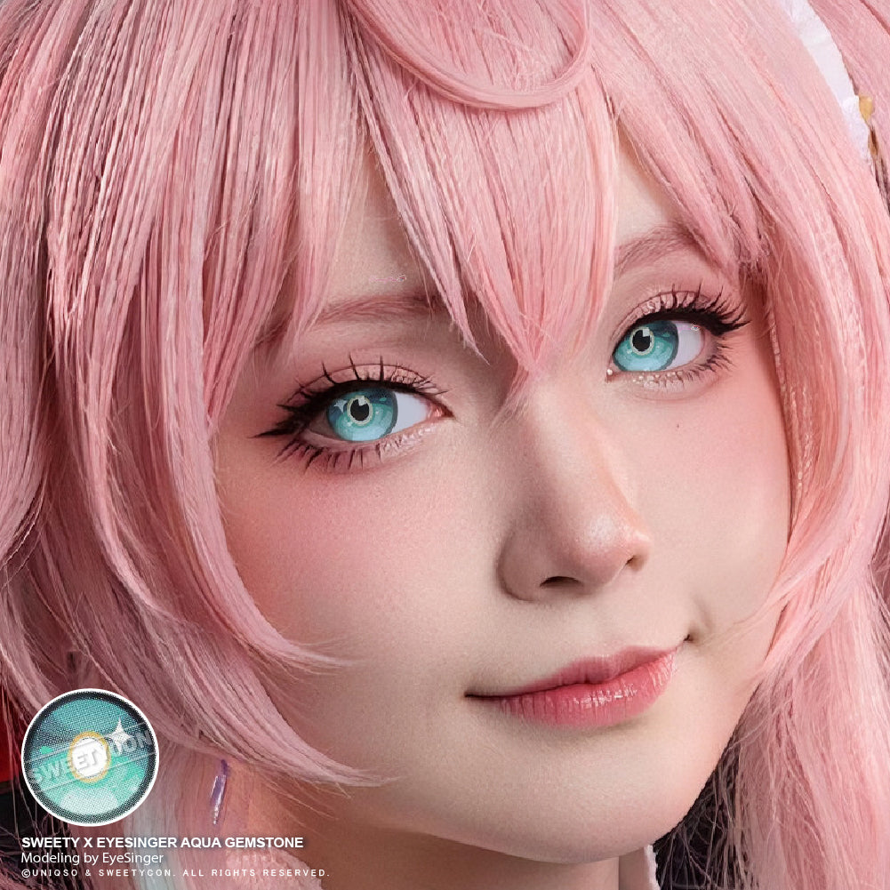 Sweety x Eyesinger Aqua Gemstone (2 lenses/pack)-Colored Contacts-UNIQSO EU