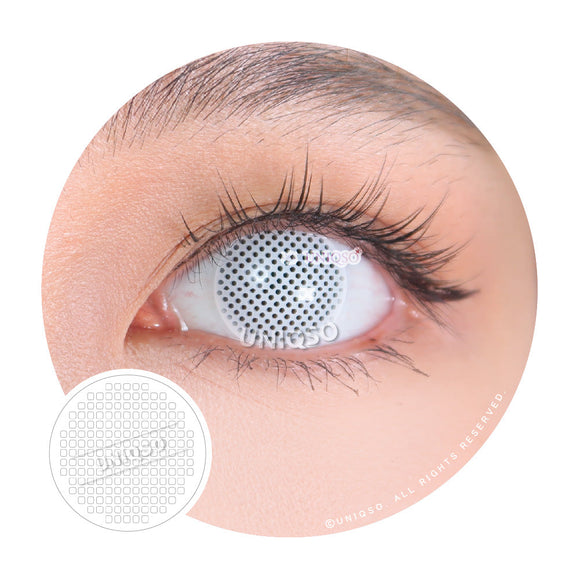 Kazzue Crazy Lens with Power - White Mesh (1 lens/pack)-Crazy Contacts-UNIQSO