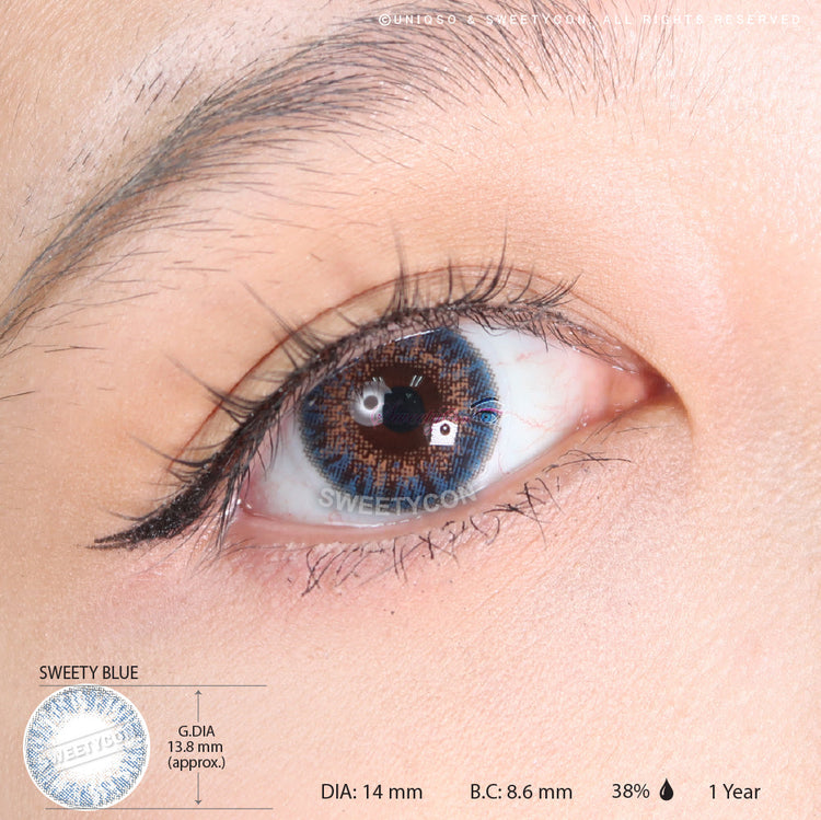 Sweety 3 Tones Blue Hazel (1 lens/pack)-Colored Contacts-UNIQSO