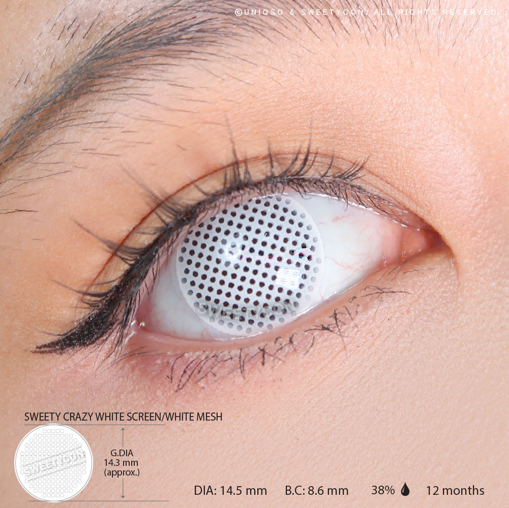 Sweety Crazy White Screen/White Mesh II (1 lens/pack)-Crazy Contacts-UNIQSO